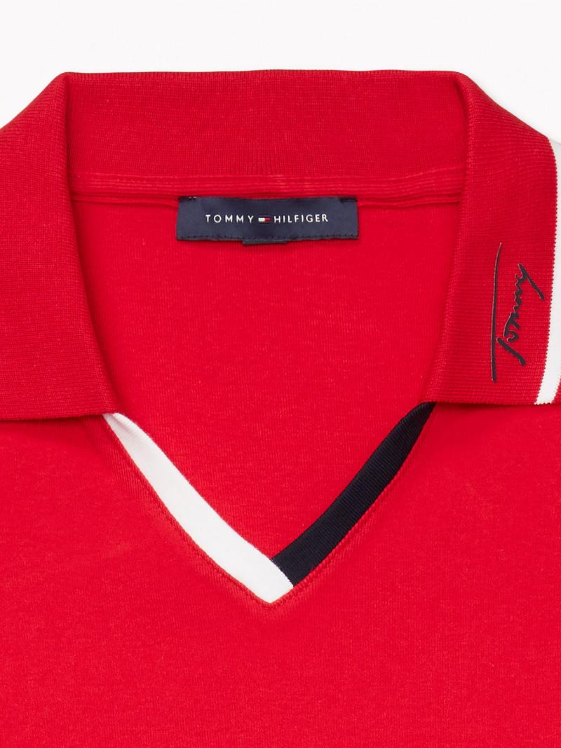 Női Tommy Hilfiger Curve Solid Polo Dresses Piros | HU 55PJJ